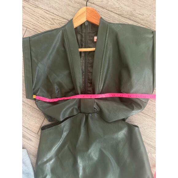 Eva Franco Vegan Leather Cut Out Midi Dress Green Size 6 GORGEOUS EUC - Picture 10 of 11